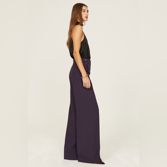 Boss Dark Purple Wide-Leg Women's Tacilana Pants Size 12 - Picture 2 of 16